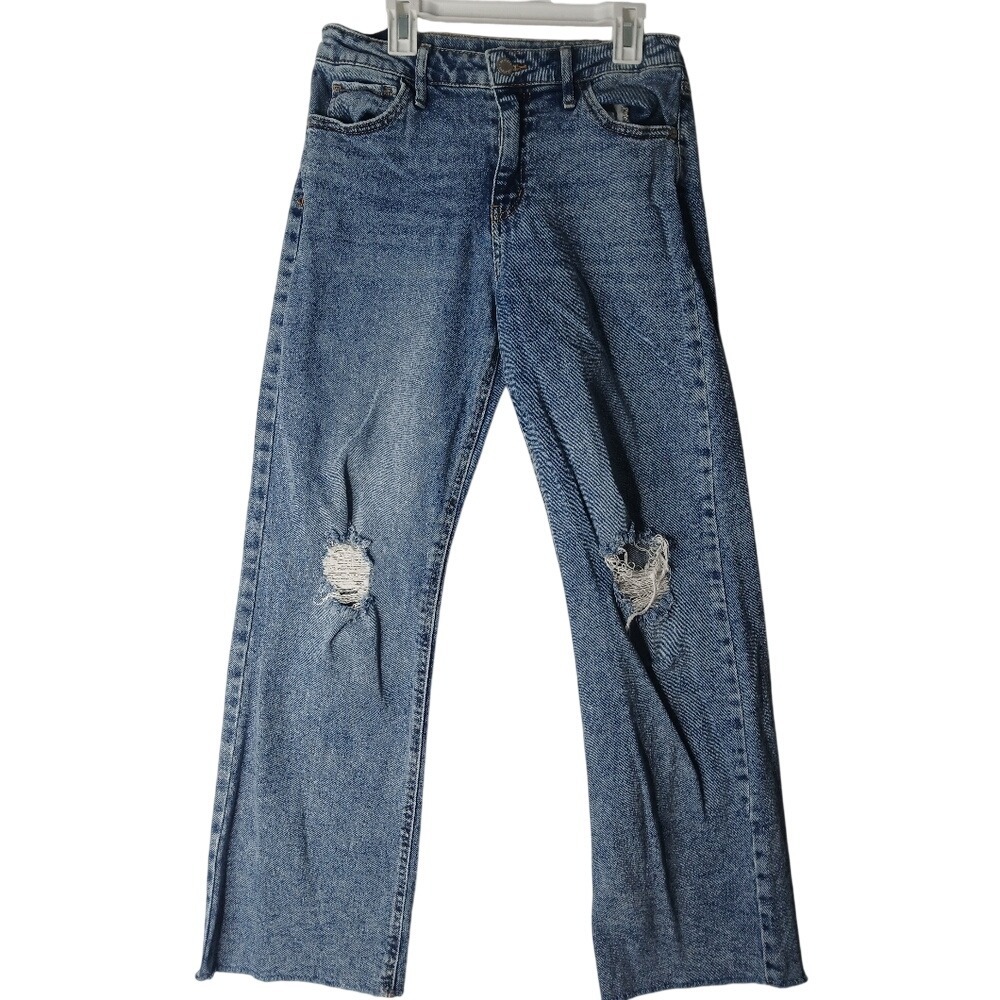 Art Class Straight Leg Jeans Girls‎ 16 Blue Distressed Raw Hem High Rise